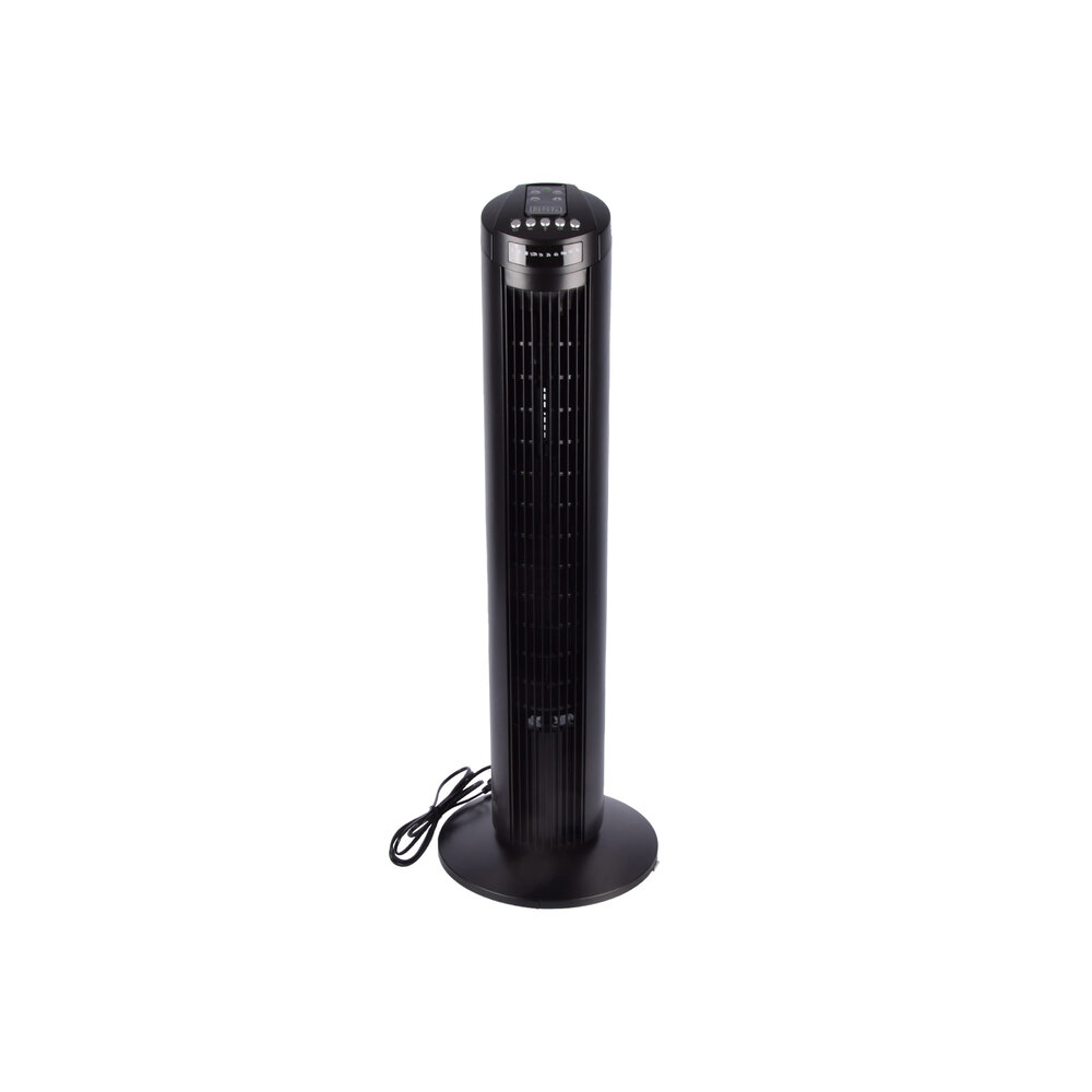 Discountershop Krachtige Zwarte Torenventilator: 3 Snelheden, Timer & Oscillatie - 78 cm Hoog, 45W – Oscillatiesysteem Discountershop Krachtige Zwarte Torenventilator: 3 Snelheden, Timer & Oscillatie - 78 cm Hoog, 45W – Oscillatiesysteem