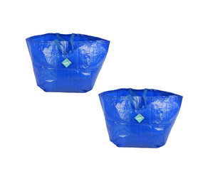 Discountershop Stylish Set of 2 Blue Plastic Foldable Shopping Bags 37cm x 40cm x 41cm | Carry Fashion on Your Arm | Reusable Bags for the Refined Shopper Discountershop Stylish Set of 2 Blue Plastic Foldable Shopping Bags 37cm x 40cm x 41cm | Carry Fashion on Your Arm | Reusable Bags for the Refined Shopper