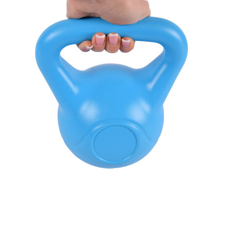Discountershop Professional Kettlebell 4kg Blue | 20 cm High, 18 cm Wide | High-Quality Plastic and Cement-Filled Training Weight for Strength and Cardio Training Discountershop Professional Kettlebell 4kg Blue | 20 cm High, 18 cm Wide | High-Quality Plastic and Cement-Filled Training Weight for Strength and Cardio Training