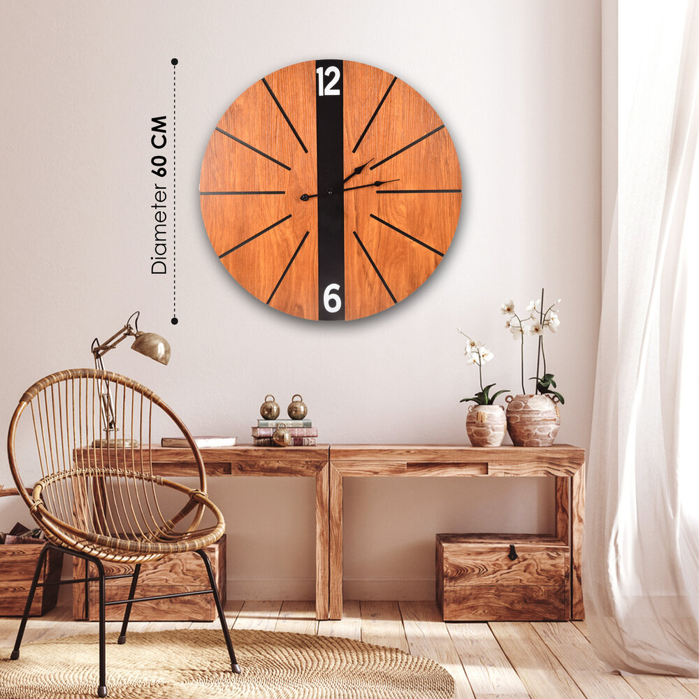 Discountershop Elegant Brown Wooden Wall Clock | Diameter 60cm | Stylish Wall Clock for Home & Office | Easy to Read | Runs on AA Battery (1.5V) Discountershop Elegant Brown Wooden Wall Clock | Diameter 60cm | Stylish Wall Clock for Home & Office | Easy to Read | Runs on AA Battery (1.5V)
