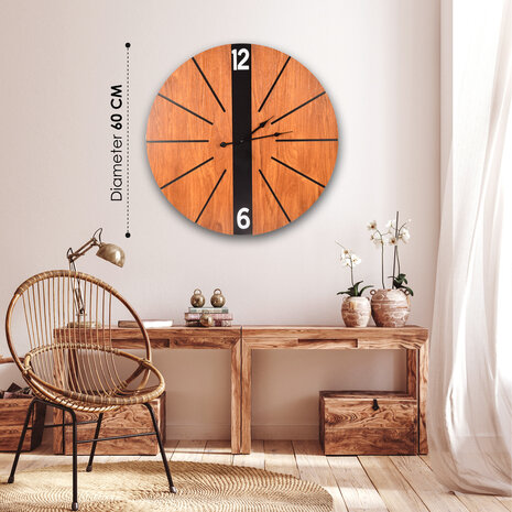 Discountershop Elegante Bruine Houten Wandklok | Diameter 60cm | Stijlvolle Muurklok voor Thuis & Kantoor | Eenvoudig Afleesbaar | Werkt op AA Batterij (1.5V) Discountershop Elegante Bruine Houten Wandklok | Diameter 60cm | Stijlvolle Muurklok voor Thuis & Kantoor | Eenvoudig Afleesbaar | Werkt op AA Batterij (1.5V)