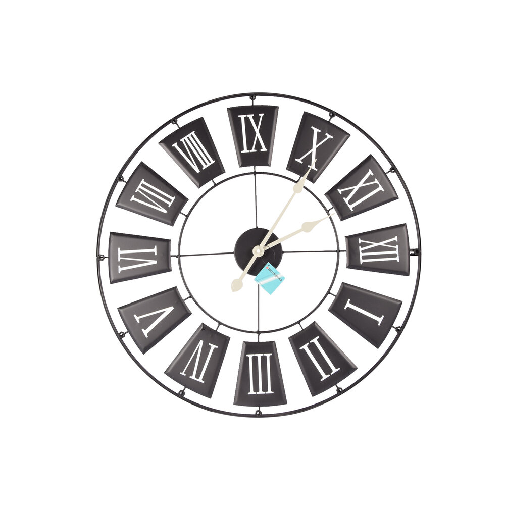 Discountershop Moderne Zwarte Metalen Wandklok | 70 cm Diameter | 2.5cm Dikte | Elegante Klok Voor Kantoor Woonkamer Slaapkamer en Keuken | Grote Muur Klok Met AA Batterij