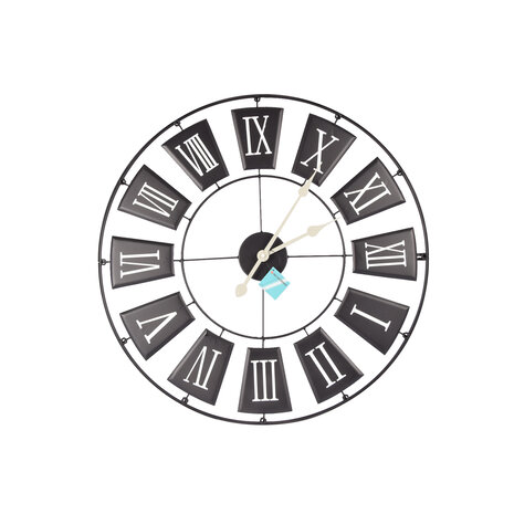 Discountershop Moderne Zwarte Metalen Wandklok | 70 cm Diameter | 2.5cm Dikte | Elegante Klok Voor Kantoor Woonkamer Slaapkamer en Keuken | Grote Muur Klok Met AA Batterij