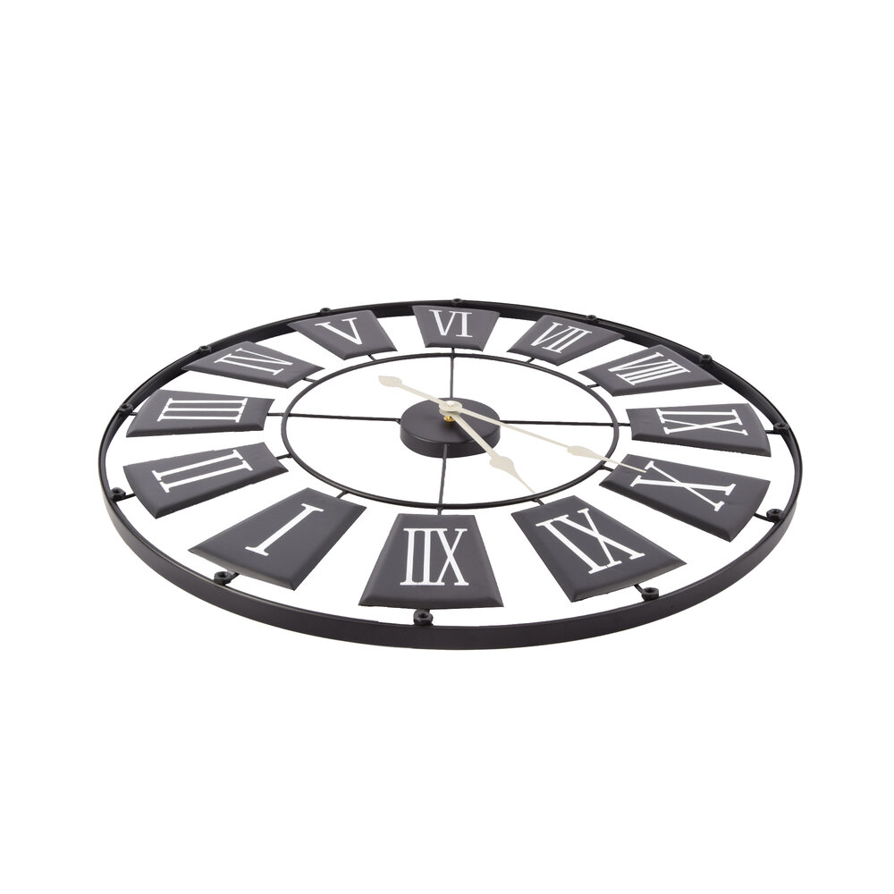 Discountershop Moderne Zwarte Metalen Wandklok | 70 cm Diameter | 2.5cm Dikte | Elegante Klok Voor Kantoor Woonkamer Slaapkamer en Keuken | Grote Muur Klok Met AA Batterij