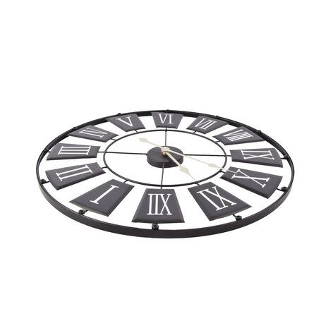 Discountershop Moderne Zwarte Metalen Wandklok | 70 cm Diameter | 2.5cm Dikte | Elegante Klok Voor Kantoor Woonkamer Slaapkamer en Keuken | Grote Muur Klok Met AA Batterij