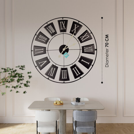 Discountershop Modern Black Metal Wall Clock | 70 cm Diameter | 2.5cm Thickness | Elegant Clock for Office, Living Room, Bedroom and Kitchen | Large Wall Clock with AA Battery Discountershop Modern Black Metal Wall Clock | 70 cm Diameter | 2.5cm Thickness | Elegant Clock for Office, Living Room, Bedroom and Kitchen | Large Wall Clock with AA Battery