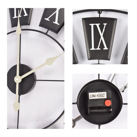 Discountershop Modern Black Metal Wall Clock | 70 cm Diameter | 2.5cm Thickness | Elegant Clock for Office, Living Room, Bedroom and Kitchen | Large Wall Clock with AA Battery Discountershop Modern Black Metal Wall Clock | 70 cm Diameter | 2.5cm Thickness | Elegant Clock for Office, Living Room, Bedroom and Kitchen | Large Wall Clock with AA Battery