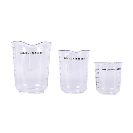 Discountershop 3-Piece Plastic Measuring Cup Set with Graduations | Transparent | Dishwasher Safe | Perfect for Baking, Cooking, and Mixing Paint, Concrete, and Resins | BPA-Free
