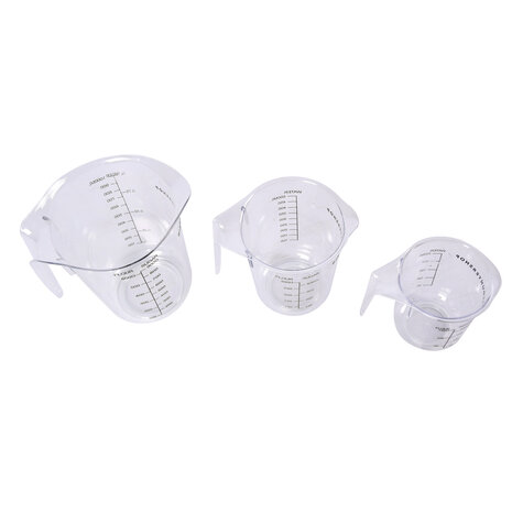 Discountershop 3-Piece Plastic Measuring Cup Set with Graduations | Transparent | Dishwasher Safe | Perfect for Baking, Cooking, and Mixing Paint, Concrete, and Resins | BPA-Free