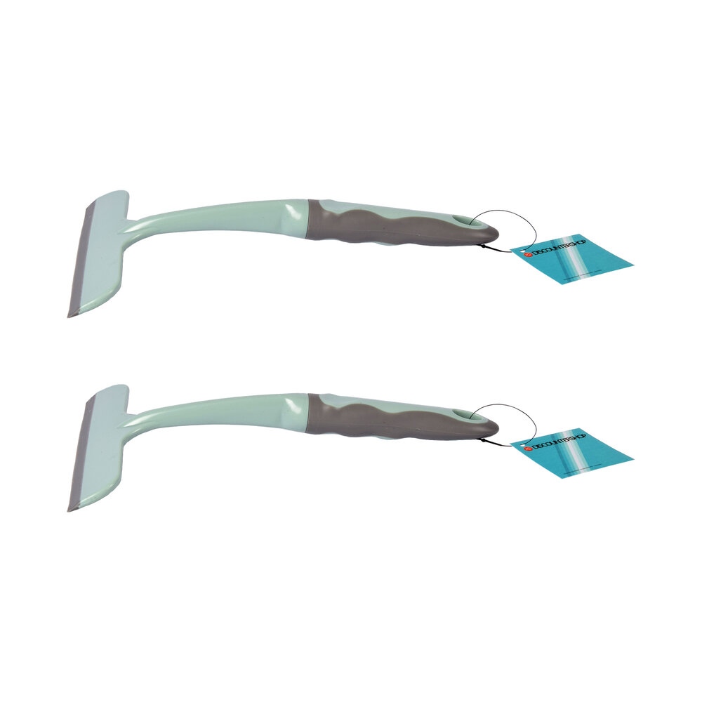 Discountershop Window Cleaner Set | 2 Pieces Green | Rubber and Plastic | 16cm x 2cm x 26cm | Ideal for Windows Mirrors Cars and More | Let them Shine with Spark