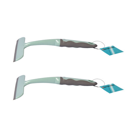 Discountershop Window Cleaner Set | 2 Pieces Green | Rubber and Plastic | 16cm x 2cm x 26cm | Ideal for Windows Mirrors Cars and More | Let them Shine with Spark