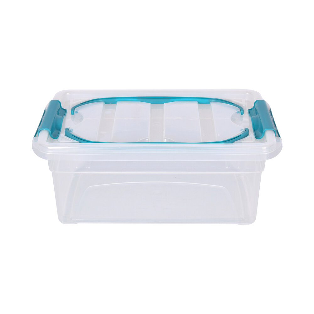 Discountershop Storage Box with Lid - Transparent & Sky Blue | 30cm x 20.5cm x 12.5cm - 5L | Christmas ball storage box