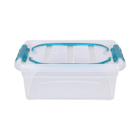Discountershop Opbergbox met Deksel - Transparant & Sky Blauw | 30cm x 20.5cm x 12.5cm - 5L | kerstballen opbergbox Discountershop Opbergbox met Deksel - Transparant & Sky Blauw | 30cm x 20.5cm x 12.5cm - 5L | kerstballen opbergbox