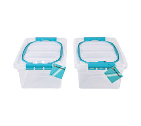 Discountershop Ruime Opbergbox met Deksel - 30cm x 20.5cm x 12.5cm - 5 Liter - Twee stuks - Opbergdoos Discountershop Ruime Opbergbox met Deksel - 30cm x 20.5cm x 12.5cm - 5 Liter - Twee stuks - Opbergdoos