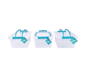 Discountershop Set van 3 Stijlvolle Stapelbare Opbergboxen met Deksel - Transparant & Sky Blauw - 30cm x 20.5cm x 12.5cm - 5L – Kunststof Discountershop Set van 3 Stijlvolle Stapelbare Opbergboxen met Deksel - Transparant & Sky Blauw - 30cm x 20.5cm x 12.5cm - 5L – Kunststof