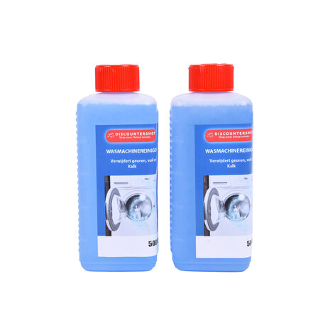 Discountershop Krachtige Wasmachinereiniger - Schoonmaakmiddelen - Reinigingsmiddel - 2 stuks x 500ml - Blauw – Kunststof Discountershop Krachtige Wasmachinereiniger - Schoonmaakmiddelen - Reinigingsmiddel - 2 stuks x 500ml - Blauw – Kunststof