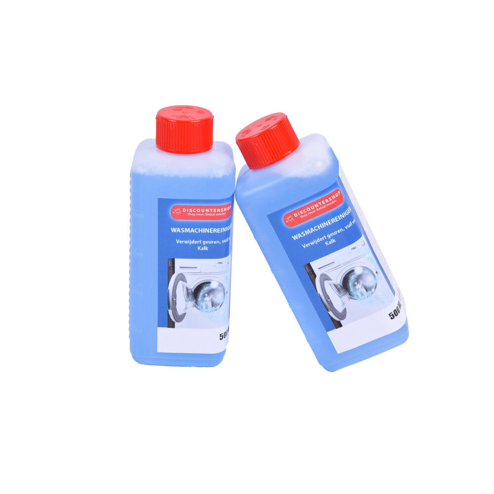 Discountershop Krachtige Wasmachinereiniger - Schoonmaakmiddelen - Reinigingsmiddel - 2 stuks x 500ml - Blauw – Kunststof Discountershop Krachtige Wasmachinereiniger - Schoonmaakmiddelen - Reinigingsmiddel - 2 stuks x 500ml - Blauw – Kunststof