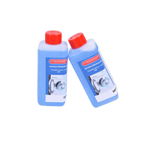 Discountershop Krachtige Wasmachinereiniger - Schoonmaakmiddelen - Reinigingsmiddel - 2 stuks x 500ml - Blauw – Kunststof Discountershop Krachtige Wasmachinereiniger - Schoonmaakmiddelen - Reinigingsmiddel - 2 stuks x 500ml - Blauw – Kunststof