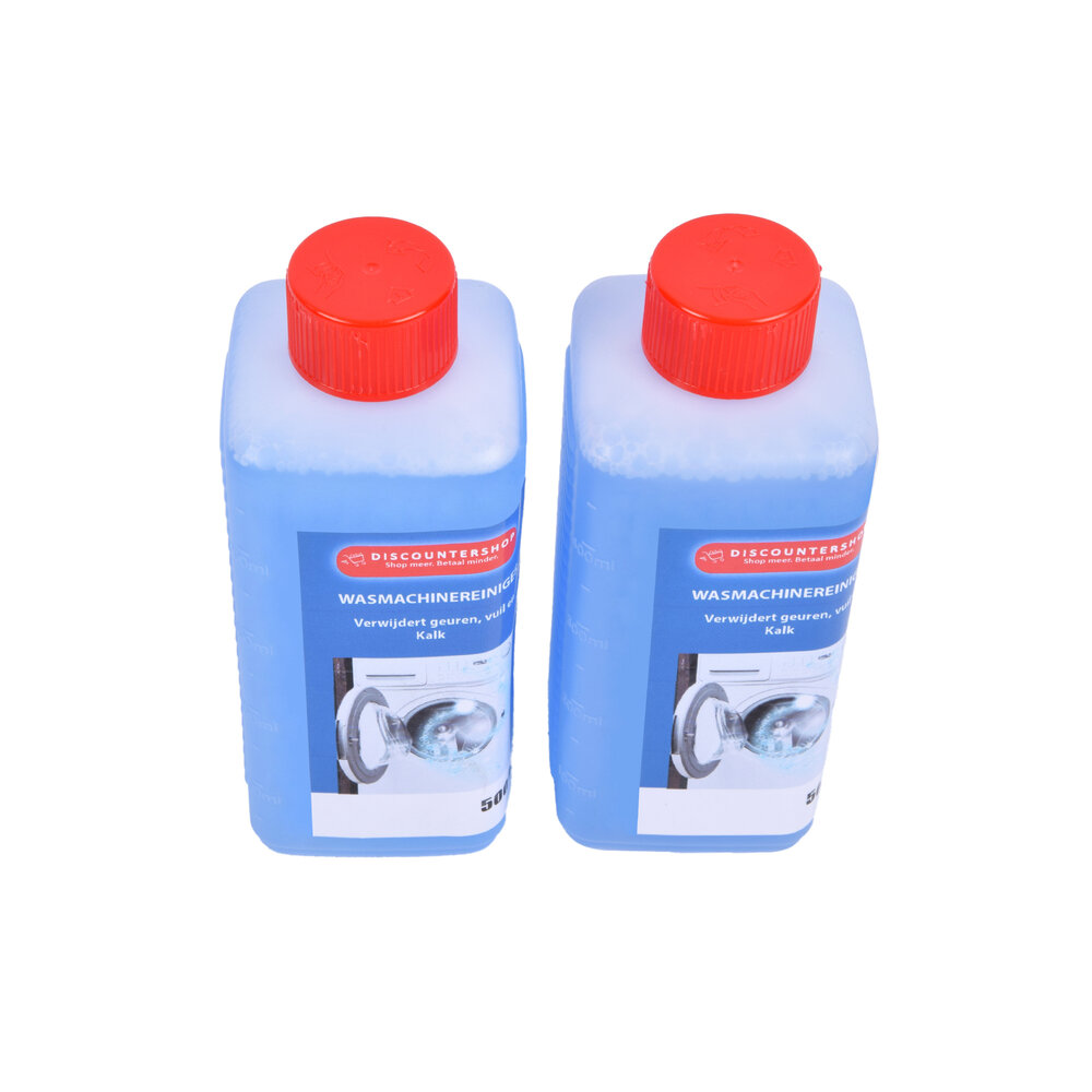 Discountershop Krachtige Wasmachinereiniger - Schoonmaakmiddelen - Reinigingsmiddel - 2 stuks x 500ml - Blauw – Kunststof Discountershop Krachtige Wasmachinereiniger - Schoonmaakmiddelen - Reinigingsmiddel - 2 stuks x 500ml - Blauw – Kunststof