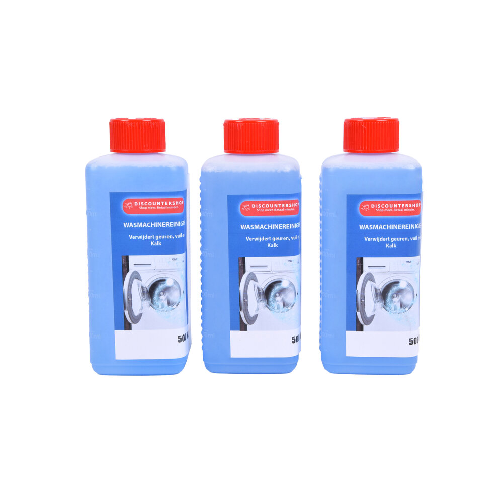Discountershop Blauwe Wasmachinereiniger - 3 stuks x 500 ml - Duurzame Schoonmaakmiddelen - Effectief Reinigingsmiddel