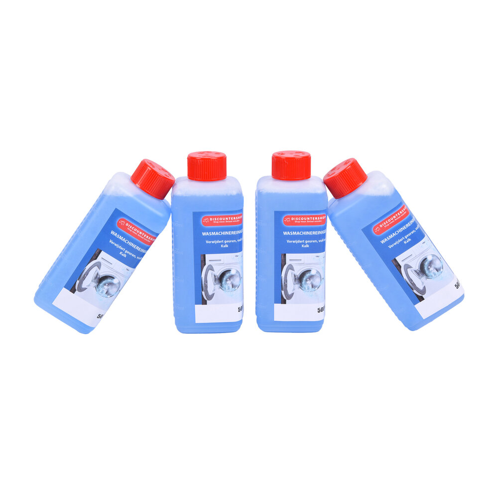 Discountershop Diepe Reinigingskracht voor Uw Wasmachine - Blauwe Wasmachinereiniger - 4x500ml Flessen - 2160g Discountershop Diepe Reinigingskracht voor Uw Wasmachine - Blauwe Wasmachinereiniger - 4x500ml Flessen - 2160g