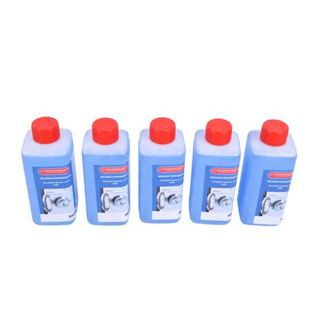 Discountershop Krachtige Blauwe Wasmachinereiniger - 5 Flessen van 500ml - Duurzaam Kunststof - Effectief Reinigingsmiddel Discountershop Krachtige Blauwe Wasmachinereiniger - 5 Flessen van 500ml - Duurzaam Kunststof - Effectief Reinigingsmiddel