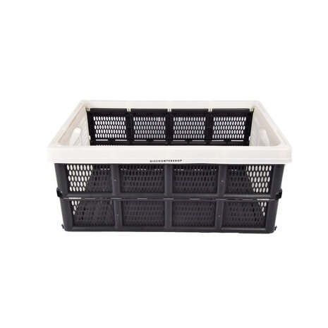 Discountershop Folding Crate with Soft-touch Handles | White Plastic | L50cm x W21cm x H33cm | Stackable Storage Basket for Bathroom, Kitchen, Office | 32 Liters | Easy to Use and Store Valuables Discountershop Folding Crate with Soft-touch Handles | White Plastic | L50cm x W21cm x H33cm | Stackable Storage Basket for Bathroom, Kitchen, Office | 32 Liters | Easy to Use and Store Valuables