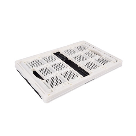 Discountershop Vouwkrat met Soft-touch Handgrepen  | Wit Plastic | L50cm x B21cm x H33cm | Stapelbare Opbergmand voor Badkamer, Keuken, Kantoor | 32 Liter | Eenvoudig in Gebruik en Opslag Waardevolle items