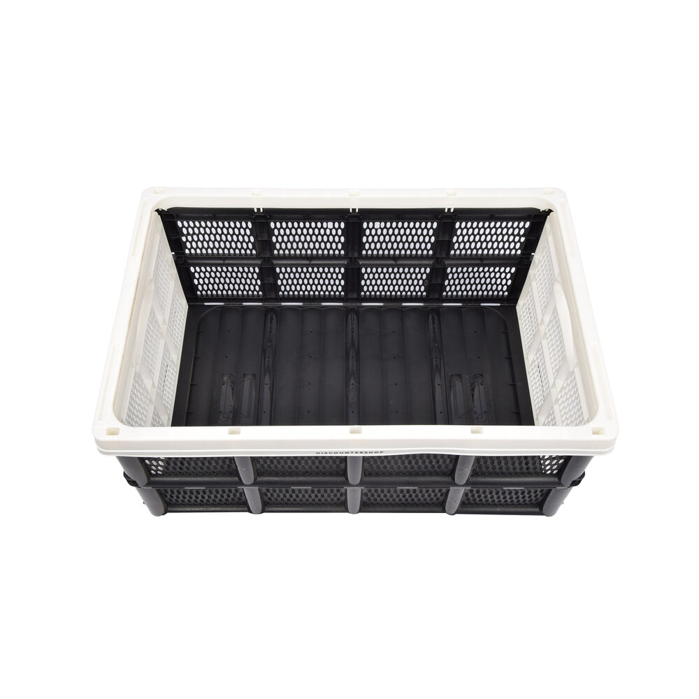 Discountershop Folding Crate with Soft-touch Handles | White Plastic | L50cm x W21cm x H33cm | Stackable Storage Basket for Bathroom, Kitchen, Office | 32 Liters | Easy to Use and Store Valuables Discountershop Folding Crate with Soft-touch Handles | White Plastic | L50cm x W21cm x H33cm | Stackable Storage Basket for Bathroom, Kitchen, Office | 32 Liters | Easy to Use and Store Valuables