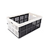 Folding Crate with Soft-touch Handles | White Plastic | L50cm x W21cm x H33cm | Stackable Storage Basket for Bathroom, Kitchen, Office | 32 Liters | Easy to Use and Store Valuables