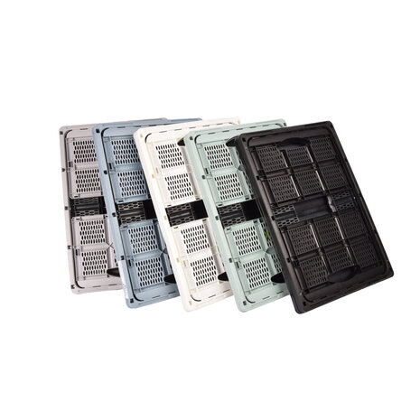 Discountershop Vouwkrat met Soft-touch Handgrepen  | Wit Plastic | L50cm x B21cm x H33cm | Stapelbare Opbergmand voor Badkamer, Keuken, Kantoor | 32 Liter | Eenvoudig in Gebruik en Opslag Waardevolle items