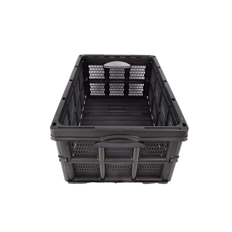 Discountershop Foldable Crate 32 Liters - Black Plastic - Collapsible Shopping Box - Extra Strong & Sturdy for Indoor and Outdoor Use - 50x21x33cm | Perfect for Secure Storage of Clothing, Toys & Groceries