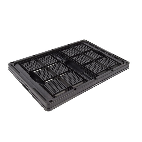 Discountershop Foldable Crate 32 Liters - Black Plastic - Collapsible Shopping Box - Extra Strong & Sturdy for Indoor and Outdoor Use - 50x21x33cm | Perfect for Secure Storage of Clothing, Toys & Groceries