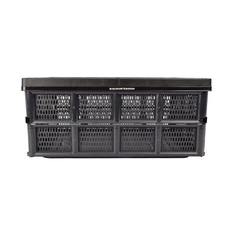 Discountershop Foldable Crate 32 Liters - Black Plastic - Collapsible Shopping Box - Extra Strong & Sturdy for Indoor and Outdoor Use - 50x21x33cm | Perfect for Secure Storage of Clothing, Toys & Groceries