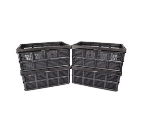 Discountershop Best Storage You Can Find | Set of 4 Black Folding Crates, 32 Liters Each | Ro-bust and Foldable | 50cm x 21cm x 33cm | Keep Your Valuables Safe Discountershop Best Storage You Can Find | Set of 4 Black Folding Crates, 32 Liters Each | Ro-bust and Foldable | 50cm x 21cm x 33cm | Keep Your Valuables Safe