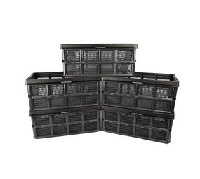 Discountershop Trusted Storage: Black Folding Crate 32 Liters | Set of 5 | Innovative Design with 50cm x 21cm x 33cm | The Best Choice for Safely Storing Your Valuables | Foldable and Ready to Go Discountershop Trusted Storage: Black Folding Crate 32 Liters | Set of 5 | Innovative Design with 50cm x 21cm x 33cm | The Best Choice for Safely Storing Your Valuables | Foldable and Ready to Go