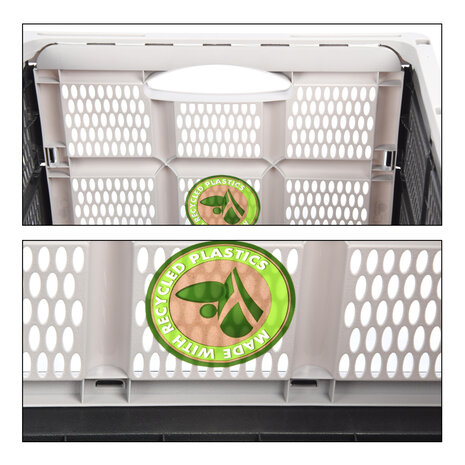 Discountershop Foldable Storage Crate 32L Black White - Collapsible Grocery Crate with Handles - Recycled Plastic Storage Box for Home, Camping, DIY and Travel Discountershop Foldable Storage Crate 32L Black White - Collapsible Grocery Crate with Handles - Recycled Plastic Storage Box for Home, Camping, DIY and Travel