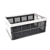 Discountershop Foldable Storage Crate 32L - Black White Recycled Plastic Crate with Handles
