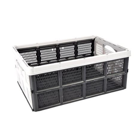 Discountershop Opvouwbaar Vouwkrat 32L Zwart Wit - Inklapbare Boodschappenkrat met Handgrepen - Gerecycled Plastic Opbergkrat voor Thuis, Kamperen en Klussen Discountershop Opvouwbaar Vouwkrat 32L Zwart Wit - Inklapbare Boodschappenkrat met Handgrepen - Gerecycled Plastic Opbergkrat voor Thuis, Kamperen en Klussen