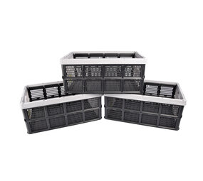 Discountershop Bring Order to Chaos: Space-Saving Gray Foldable Crate 32 Liters | 50cm x 21cm x 33cm | 3-Piece | Made from Recycled Plastic | Lidless | Where Clutter Ends and Calm Begins Discountershop Bring Order to Chaos: Space-Saving Gray Foldable Crate 32 Liters | 50cm x 21cm x 33cm | 3-Piece | Made from Recycled Plastic | Lidless | Where Clutter Ends and Calm Begins