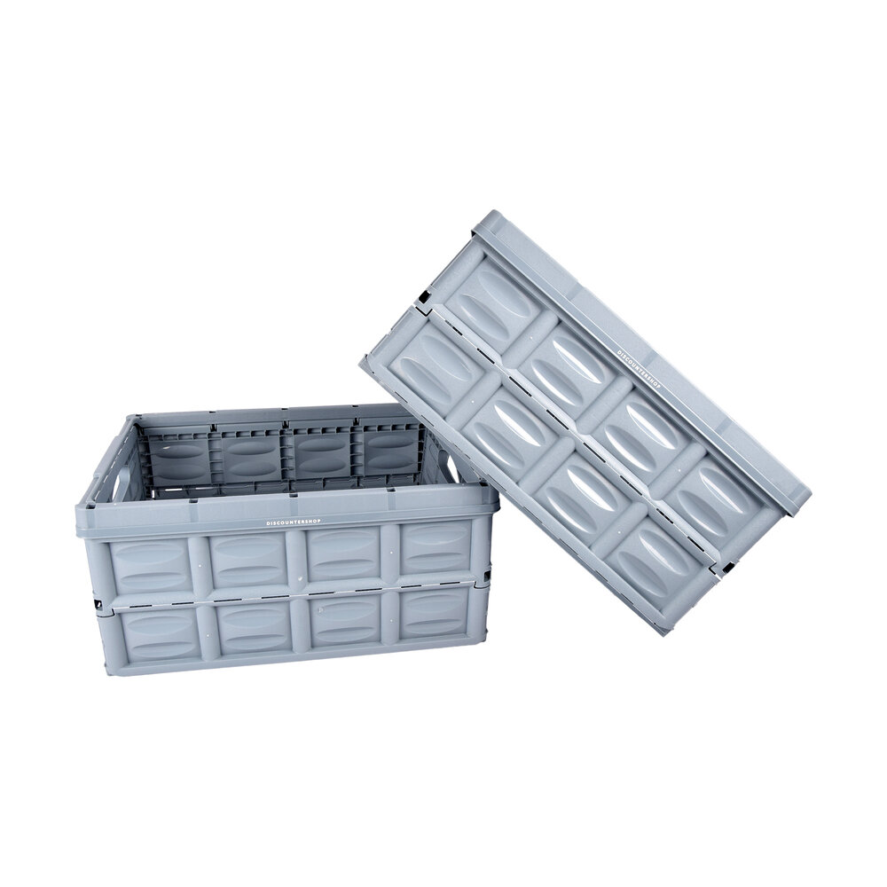 Discountershop Quick and Easy Storage With Blue 45 Liter Foldable Crate Made from Hardened Plastic | 2 Pieces | 53cm x 40cm x 26cm | Two Side Handles | Max Load 35 kg | Store with Ease Discountershop Quick and Easy Storage With Blue 45 Liter Foldable Crate Made from Hardened Plastic | 2 Pieces | 53cm x 40cm x 26cm | Two Side Handles | Max Load 35 kg | Store with Ease