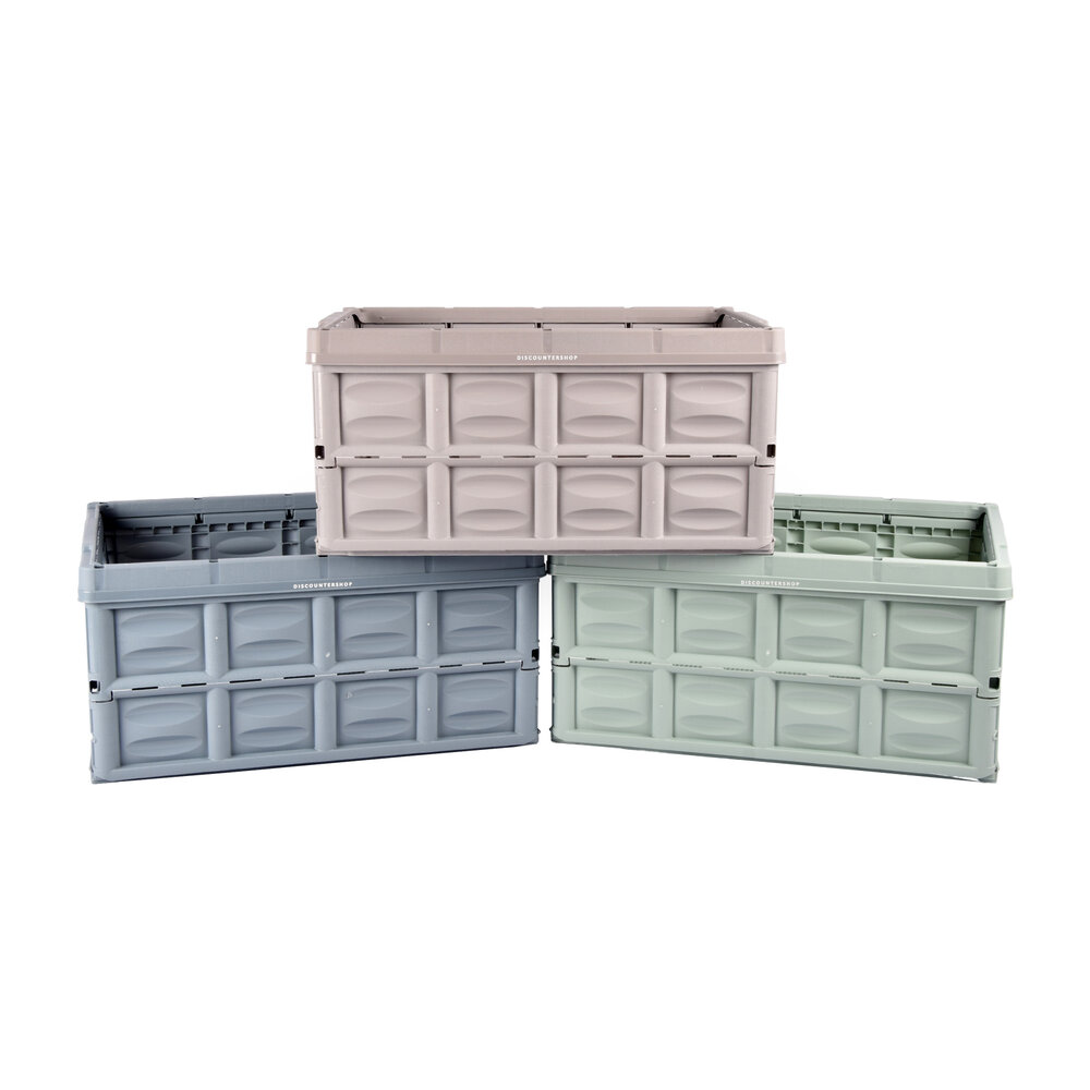 Discountershop Quick and Easy Storage With Blue 45 Liter Foldable Crate Made from Hardened Plastic | 2 Pieces | 53cm x 40cm x 26cm | Two Side Handles | Max Load 35 kg | Store with Ease Discountershop Quick and Easy Storage With Blue 45 Liter Foldable Crate Made from Hardened Plastic | 2 Pieces | 53cm x 40cm x 26cm | Two Side Handles | Max Load 35 kg | Store with Ease