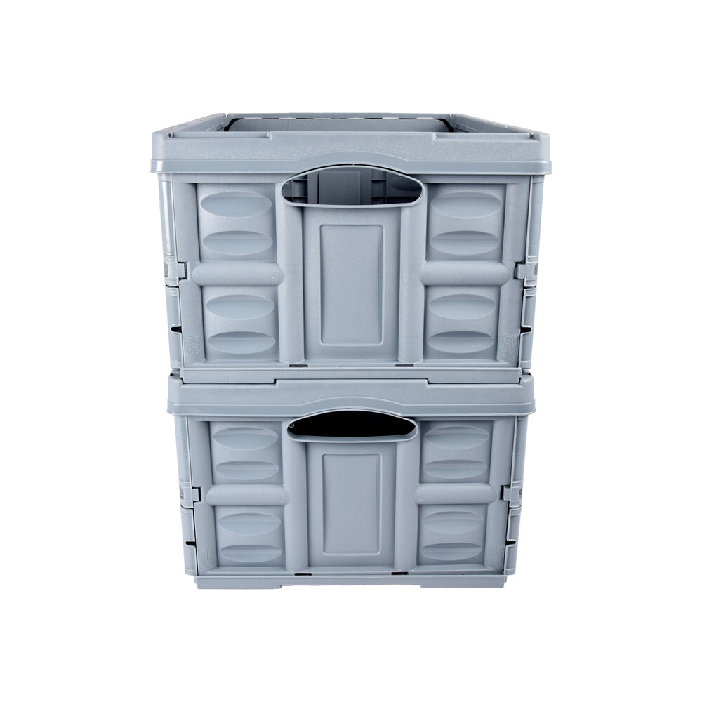 Discountershop Quick and Easy Storage With Blue 45 Liter Foldable Crate Made from Hardened Plastic | 2 Pieces | 53cm x 40cm x 26cm | Two Side Handles | Max Load 35 kg | Store with Ease Discountershop Quick and Easy Storage With Blue 45 Liter Foldable Crate Made from Hardened Plastic | 2 Pieces | 53cm x 40cm x 26cm | Two Side Handles | Max Load 35 kg | Store with Ease