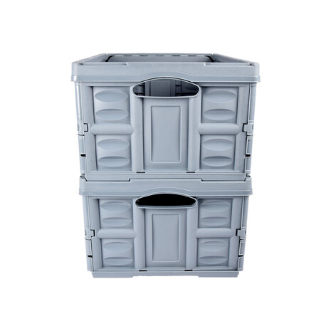 Discountershop Quick and Easy Storage With Blue 45 Liter Foldable Crate Made from Hardened Plastic | 2 Pieces | 53cm x 40cm x 26cm | Two Side Handles | Max Load 35 kg | Store with Ease Discountershop Quick and Easy Storage With Blue 45 Liter Foldable Crate Made from Hardened Plastic | 2 Pieces | 53cm x 40cm x 26cm | Two Side Handles | Max Load 35 kg | Store with Ease