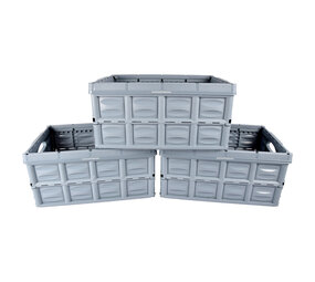 Discountershop Quick and Easy Storage With Blue 45 Liter Foldable Crate | Set of 3 | Made from Hardened Plastic | 53cm x 40cm x 26cm | Max. Load: 35 kg | Load Without Hassle Discountershop Quick and Easy Storage With Blue 45 Liter Foldable Crate | Set of 3 | Made from Hardened Plastic | 53cm x 40cm x 26cm | Max. Load: 35 kg | Load Without Hassle