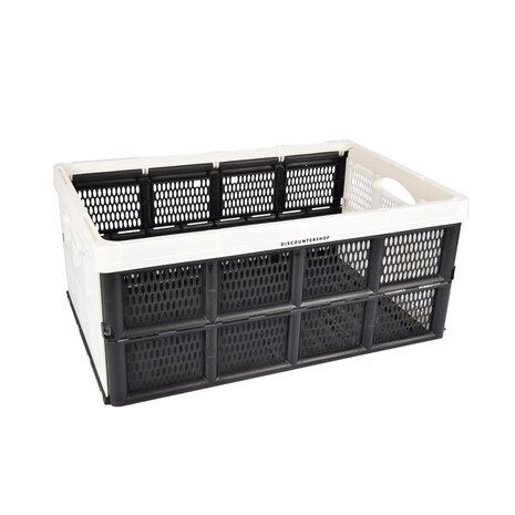 Discountershop Handy Foldable Folding Crate - Folding Box - 32 Liters - Plastic - White - With Two Side Handles - Collapsible Box - Dimensions: 48cm x 35cm x 24cm