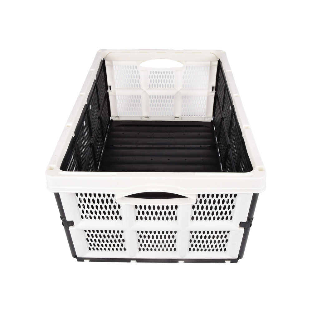 Discountershop Handy Foldable Folding Crate - Folding Box - 32 Liters - Plastic - White - With Two Side Handles - Collapsible Box - Dimensions: 48cm x 35cm x 24cm