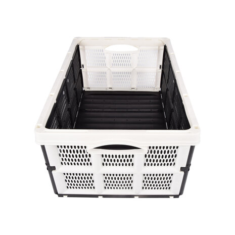 Discountershop Handy Foldable Folding Crate - Folding Box - 32 Liters - Plastic - White - With Two Side Handles - Collapsible Box - Dimensions: 48cm x 35cm x 24cm