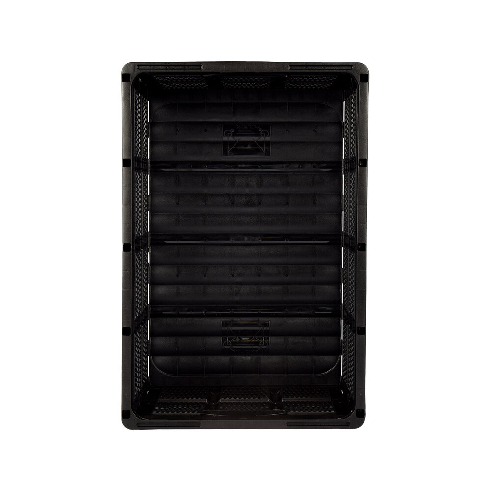 Discountershop Easily Collapsible Folding Crate - 32 Liters - Black Plastic - Equipped with Two Handles on the Side - Dimensions: 48cm x 35cm x 24cm