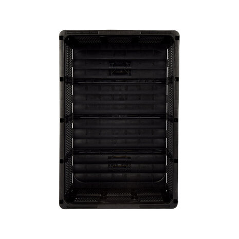 Discountershop Easily Collapsible Folding Crate - 32 Liters - Black Plastic - Equipped with Two Handles on the Side - Dimensions: 48cm x 35cm x 24cm